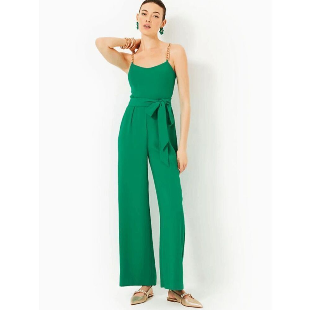 Lilly Pulitzer Zemira Sleeveless Jumpsuit- Fiddle Fig Green- size 12